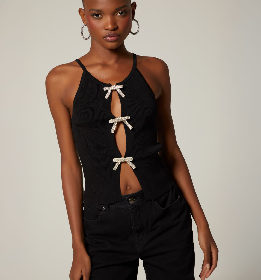 Blusa tiras con moños decorativos