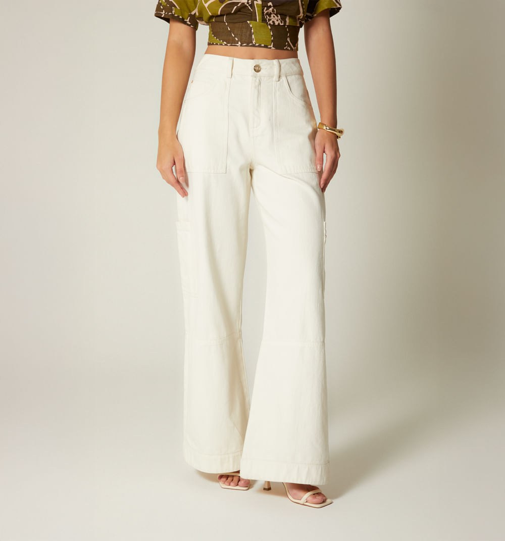 Jean palazo tiro alto bolsillos cierres