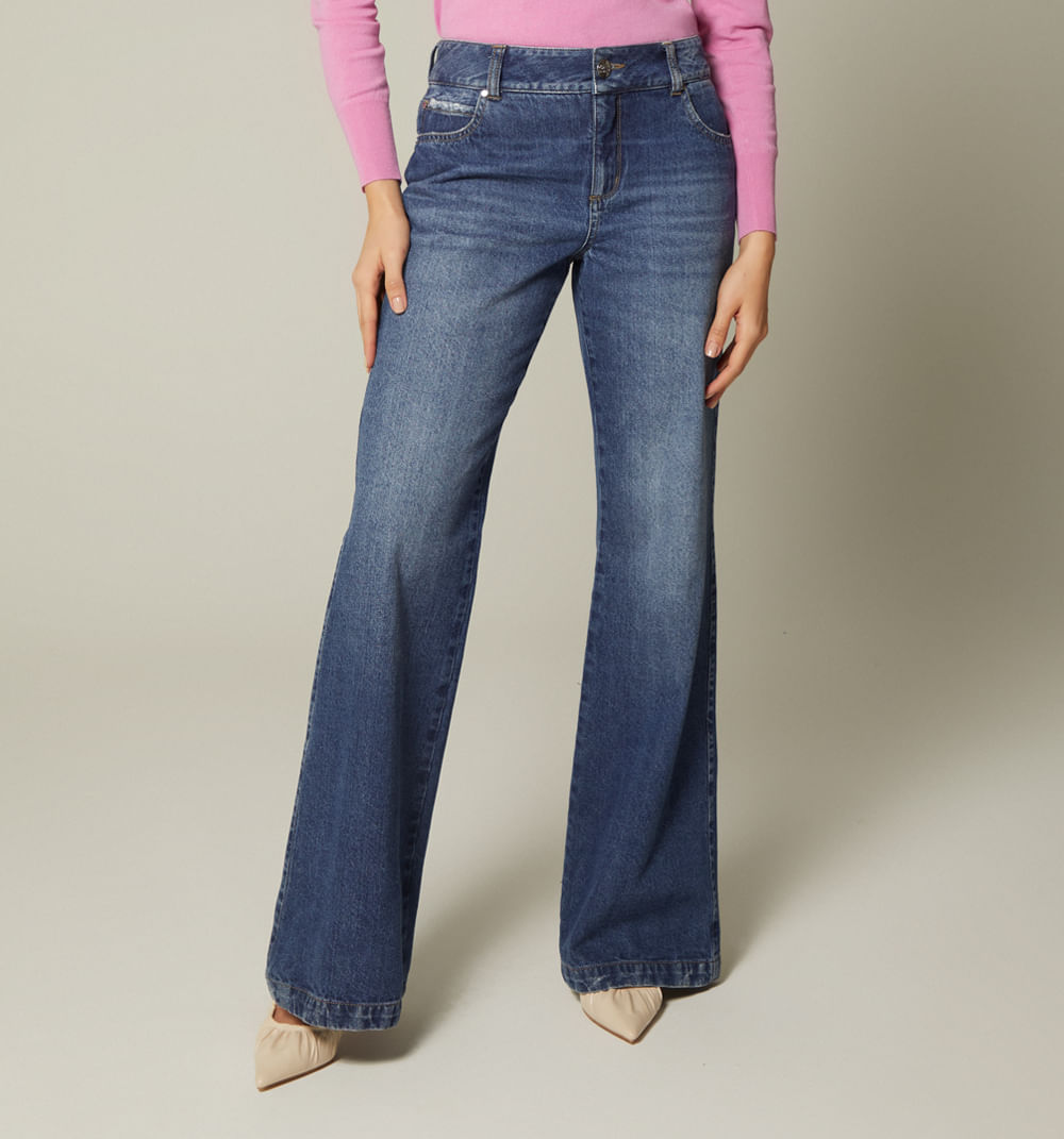 Jean campana tiro medio cortes correa