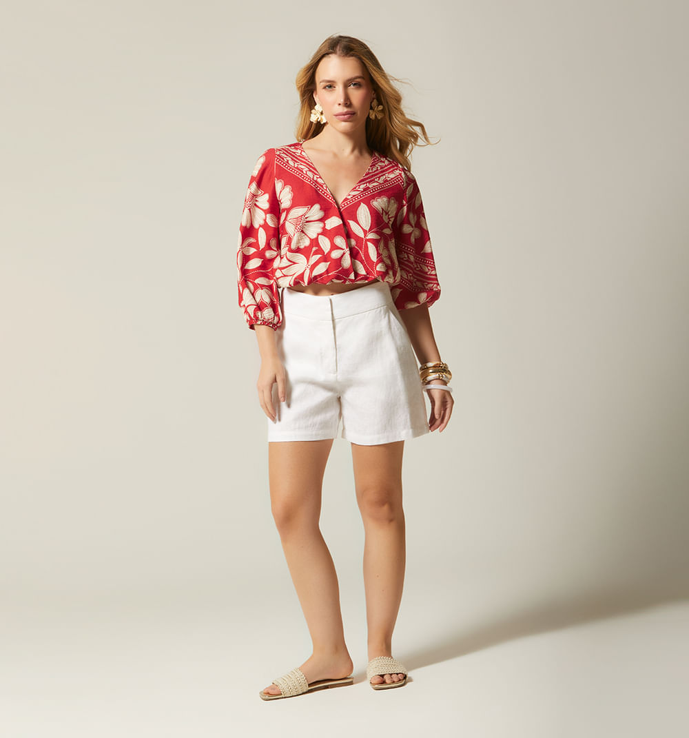 Blusa cruzada manga 3/4