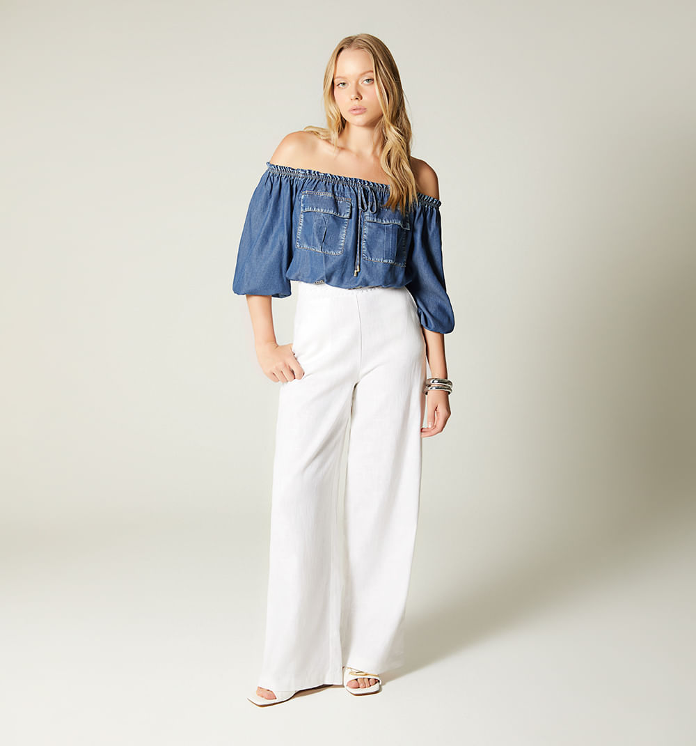 Pantalon palazo tiro alto con insumo