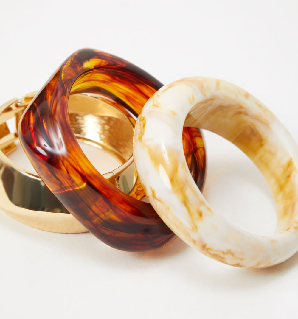 Brazalete resina y metal setx3