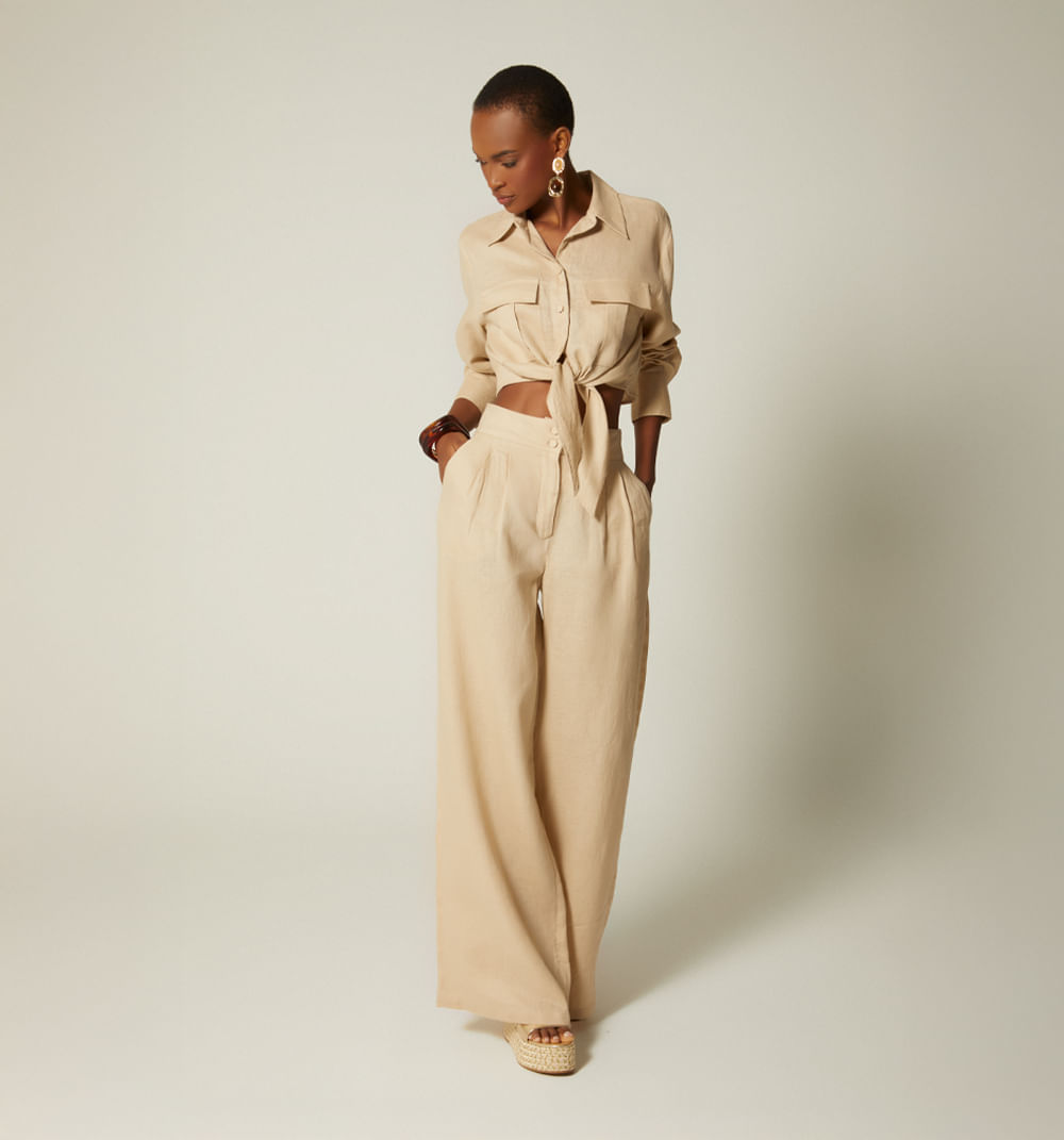 Pantalon palazo de prenses tiro alto