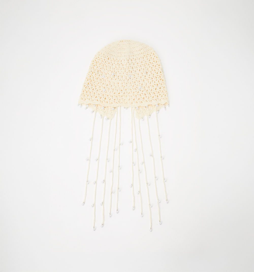 Gorro tejido perlas