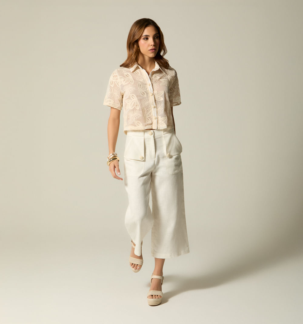 Pantalon cullote tiro alto