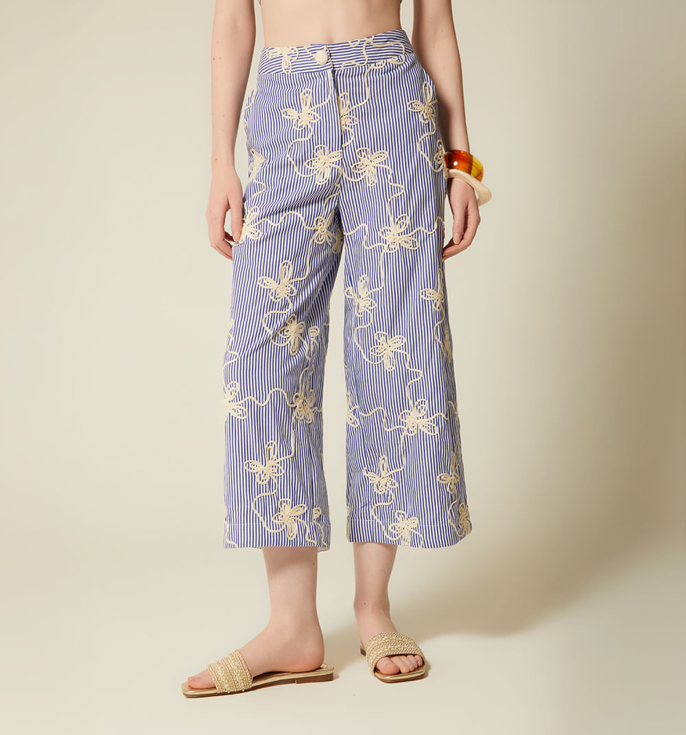 Pantalon cullote tiro alto