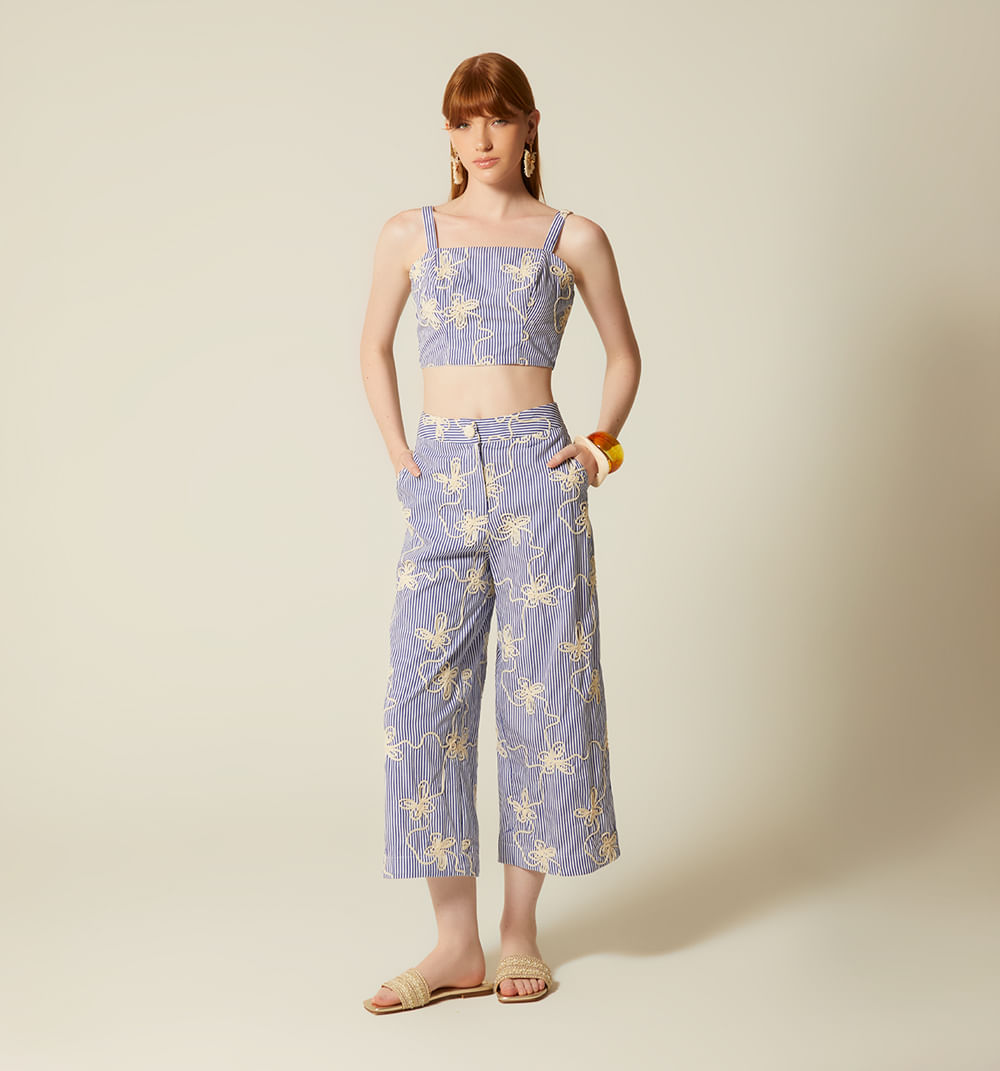 Pantalon cullote tiro alto