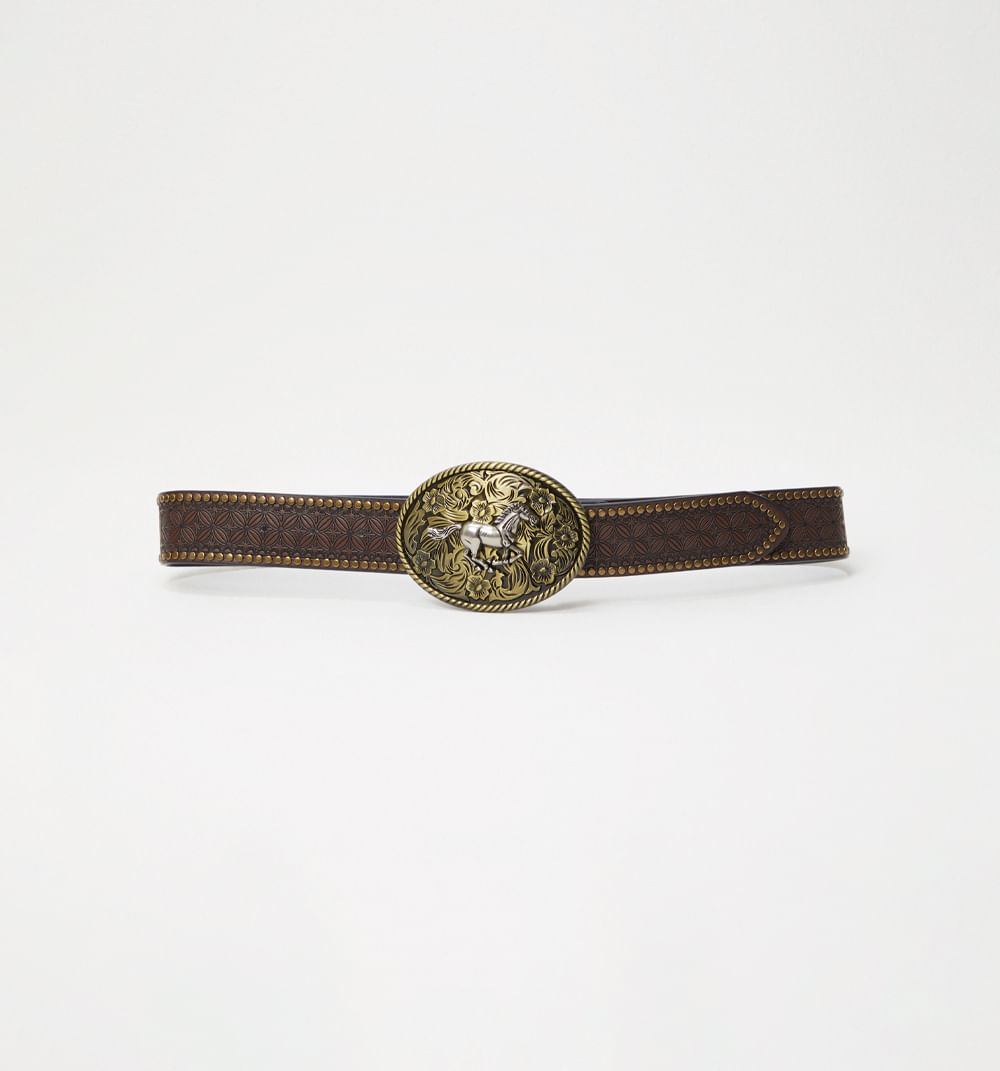 Correa repujada con hebilla western