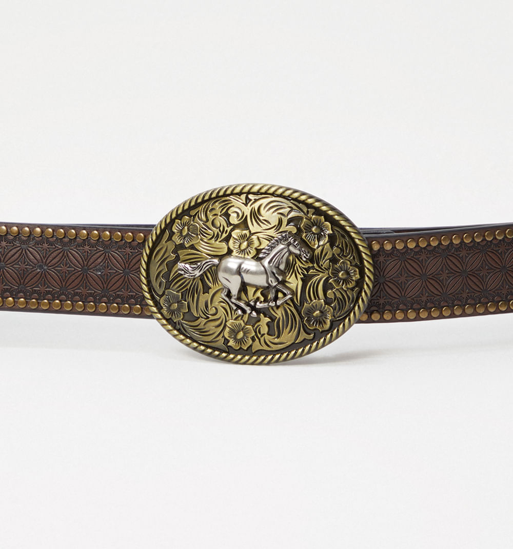 Correa repujada con hebilla western