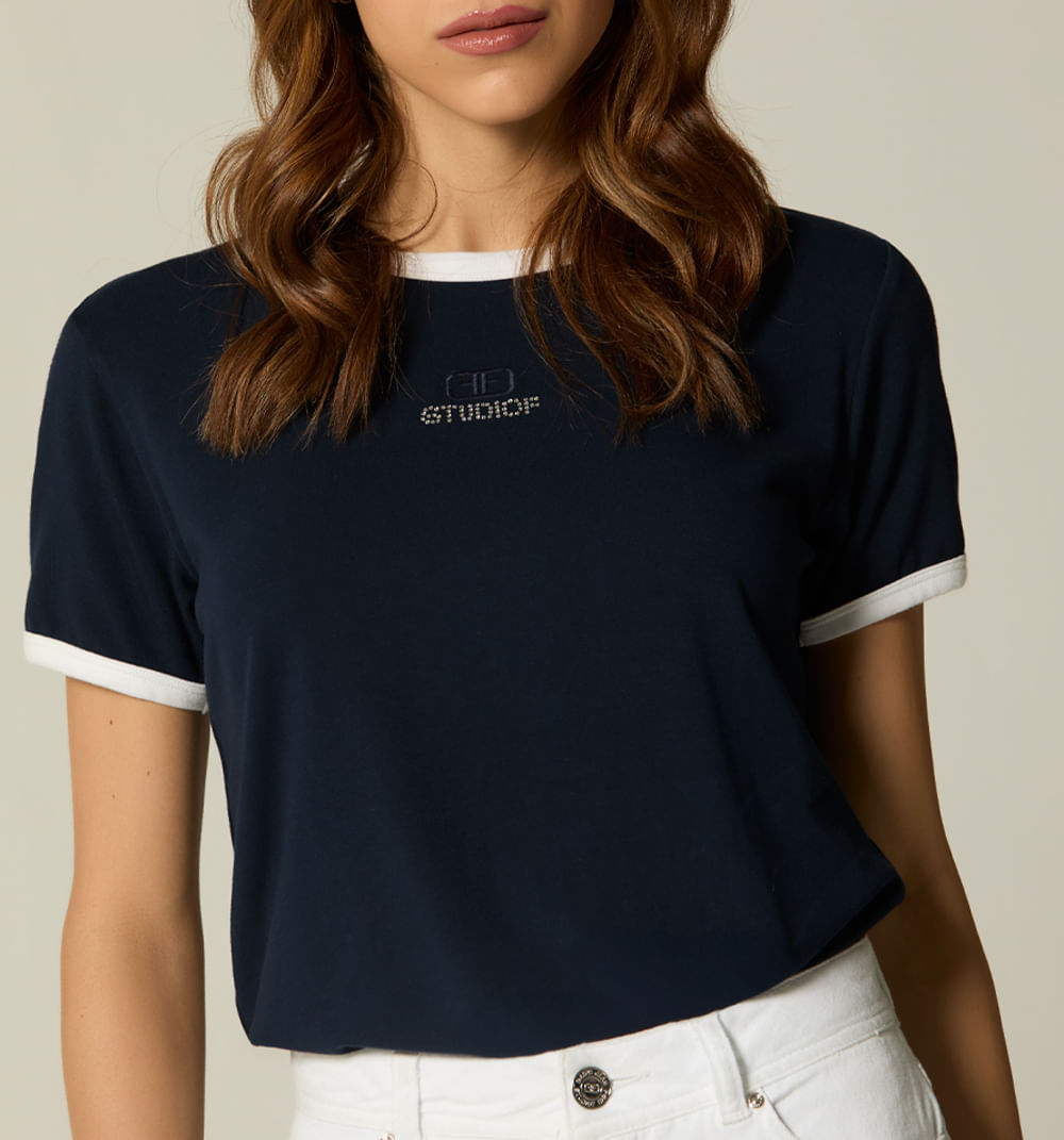 Camiseta manga corta sesgos combinados