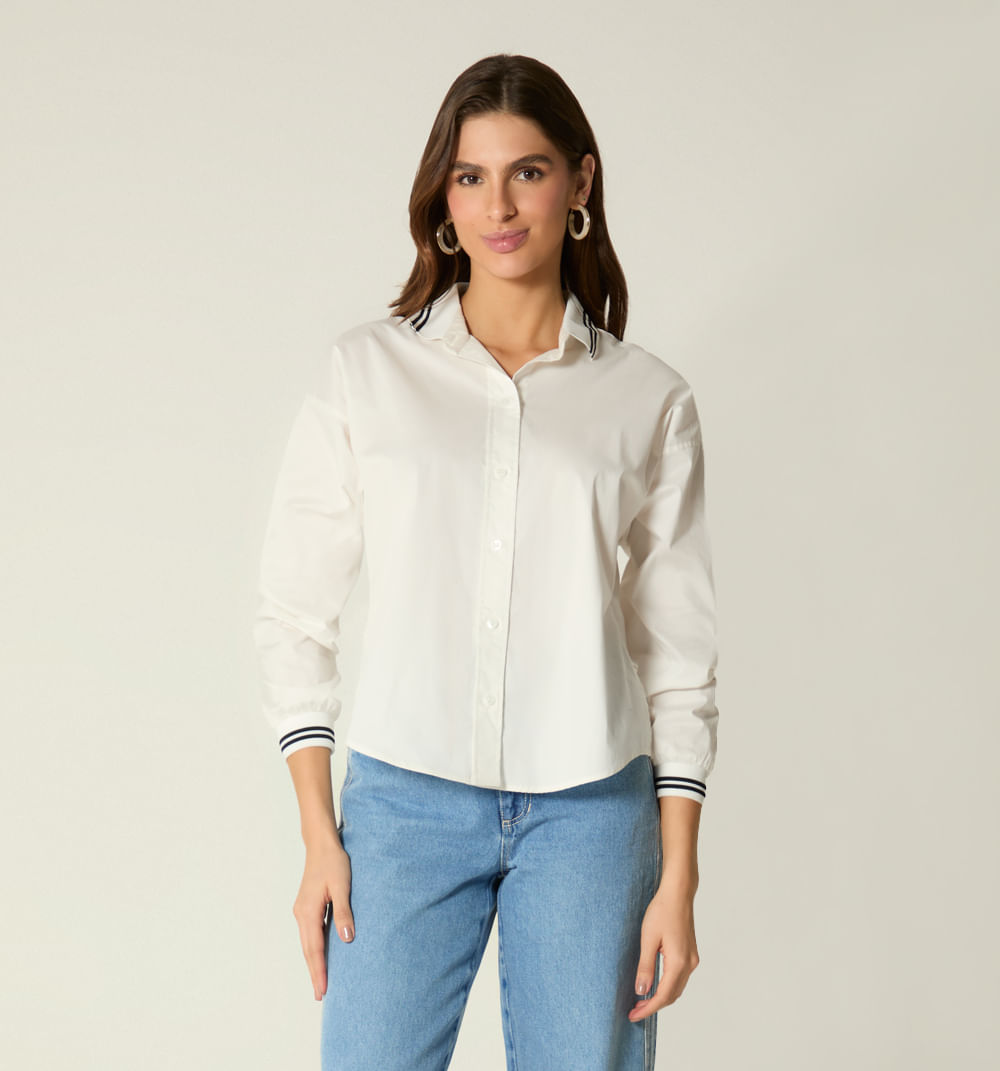 Blusa manga larga puños en rib
