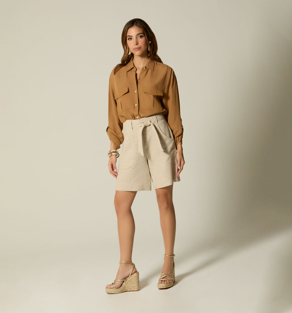 Blusa manga larga  con bolsillo