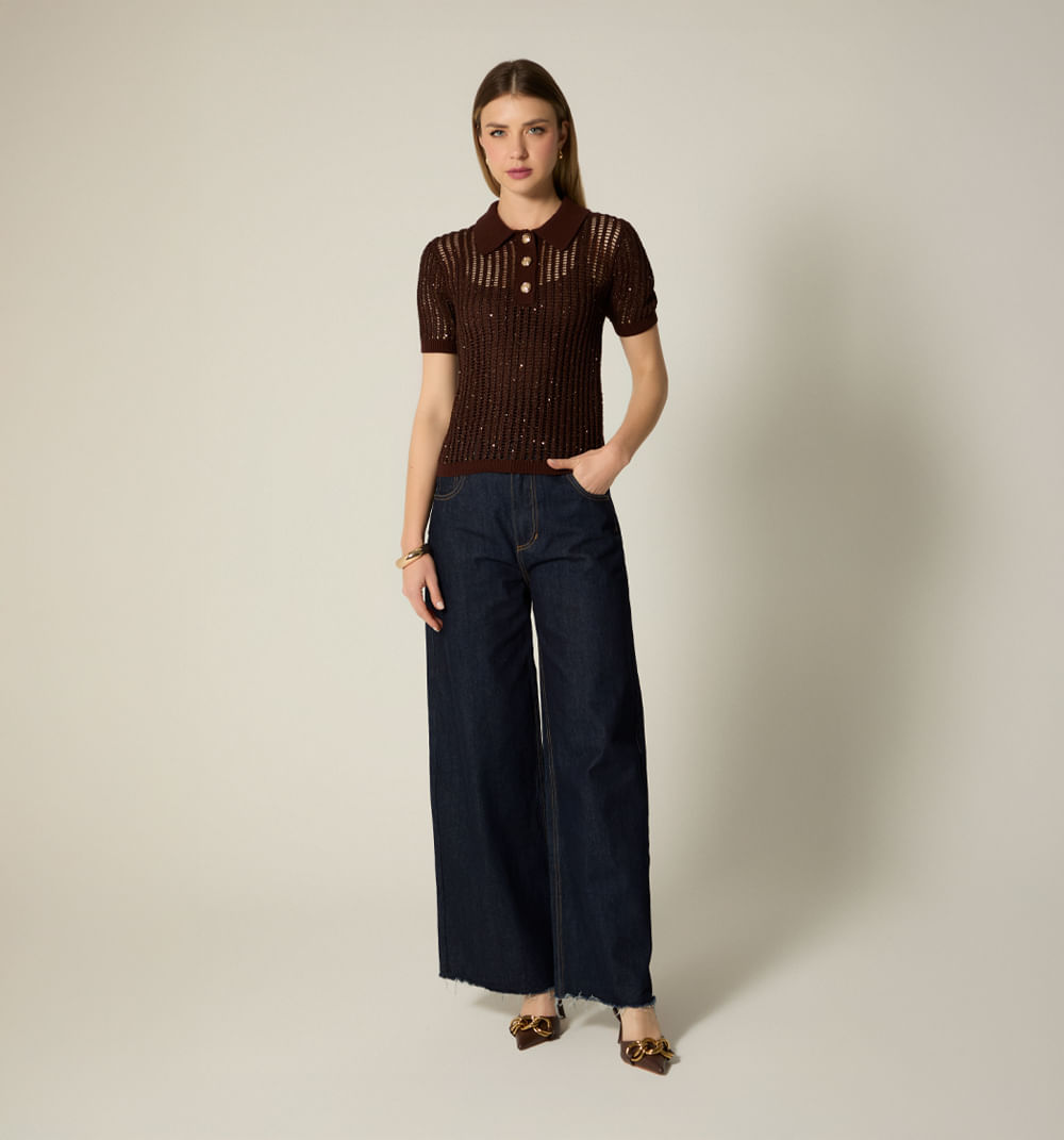 Blusa tipo polo en malla