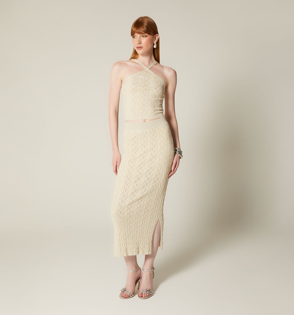 Blusa crop  tejidacon lurex