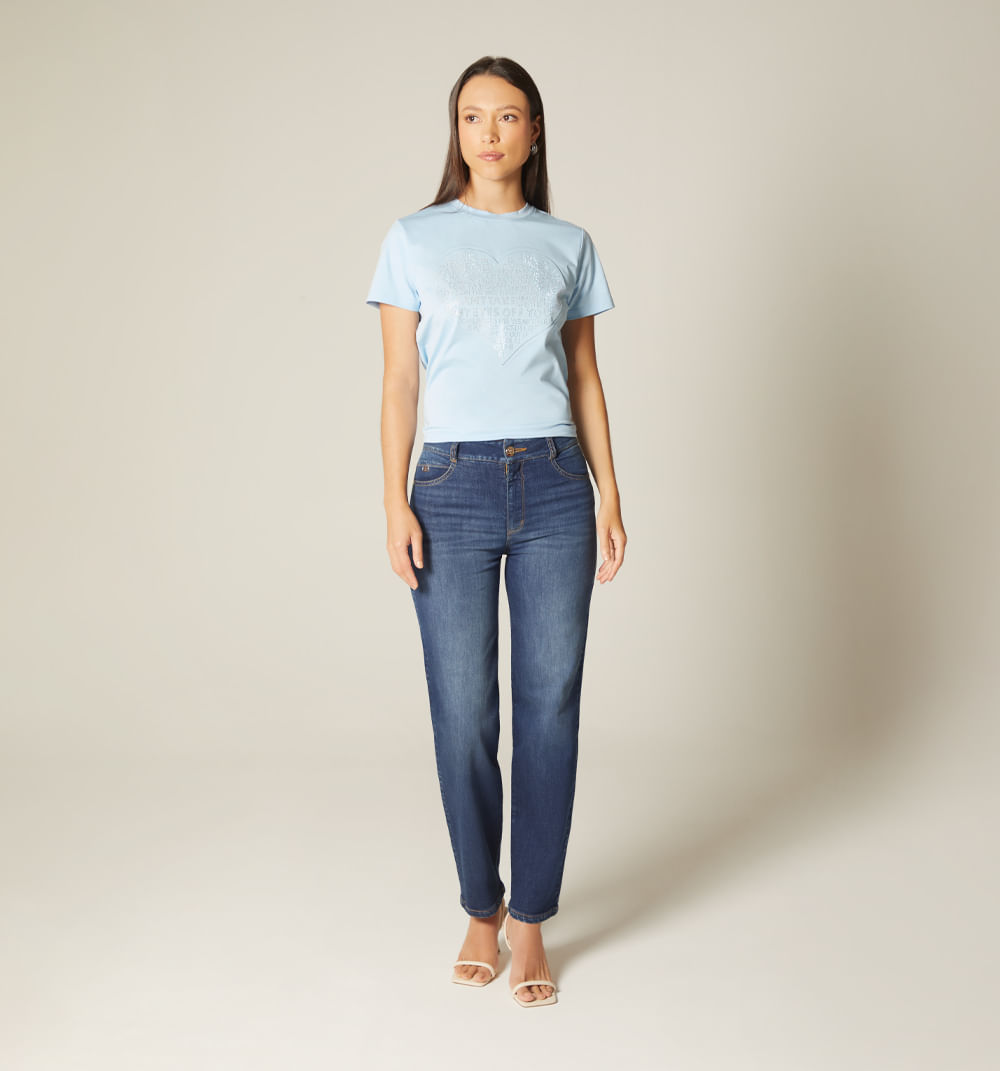 Jean skinny tiro alto cinco bolsillos