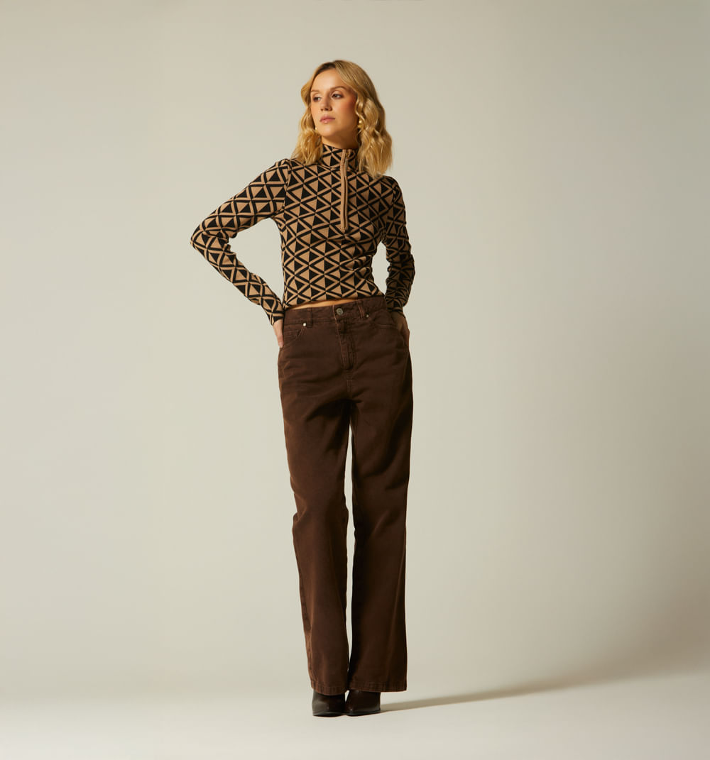 Jean recto tiro alto 5 bolsillos colores