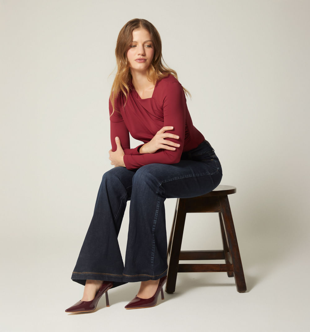 Jean tiro alto bota campana