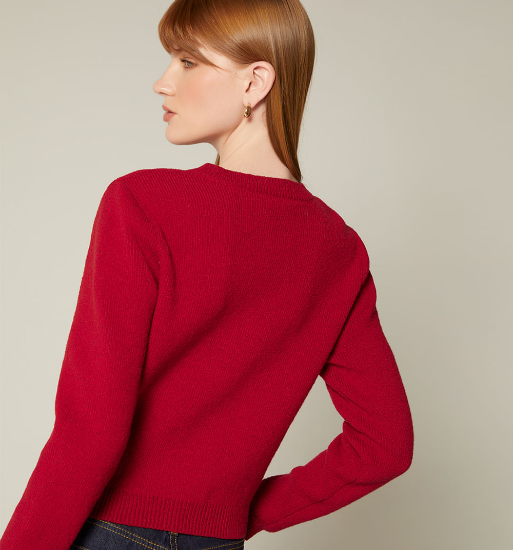 Cardigan m/l rayas con botón joya