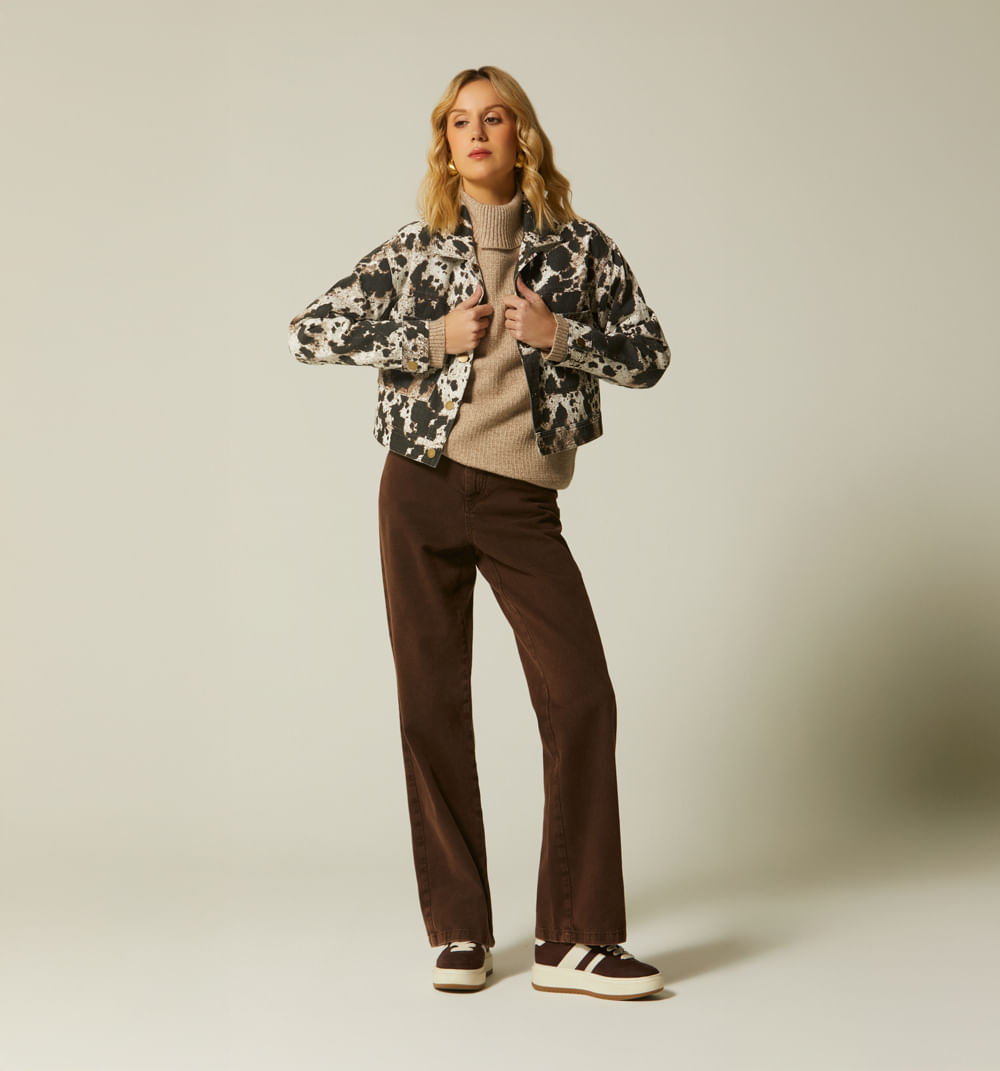 Chaqueta corta manga larga animal print