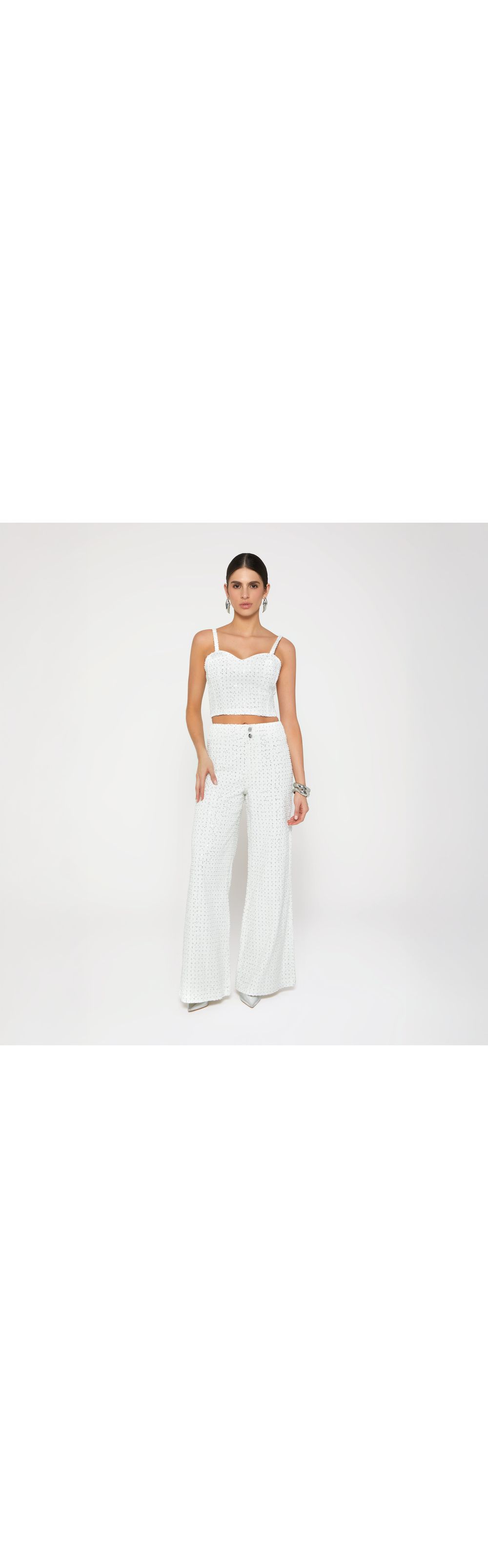 Jean wide leg tiro alto con botones