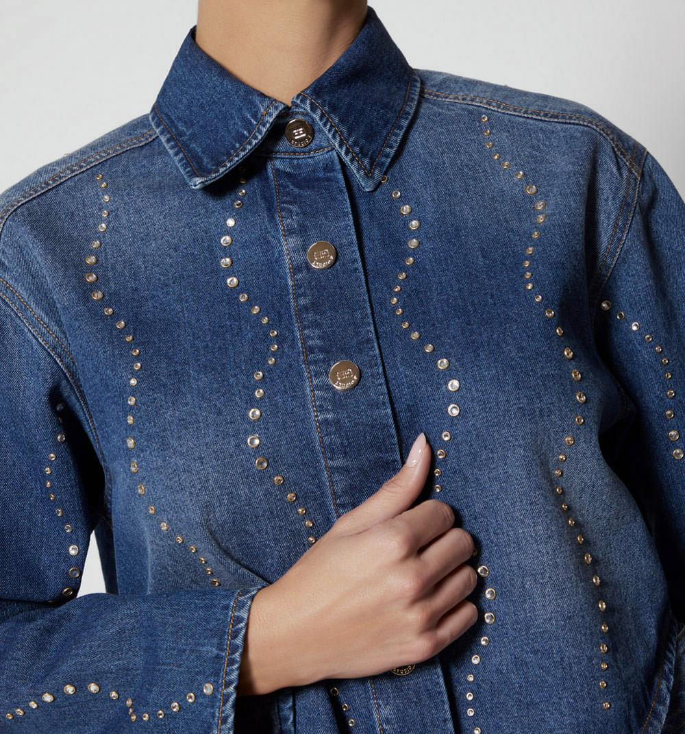 Blusa camisera manga larga cristales