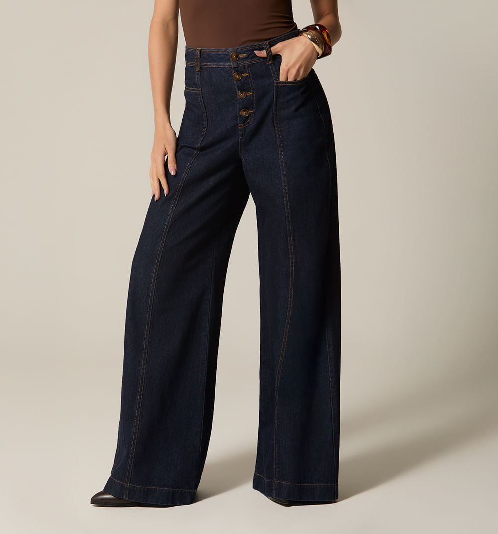 Jean palazo super alto botones a la vista