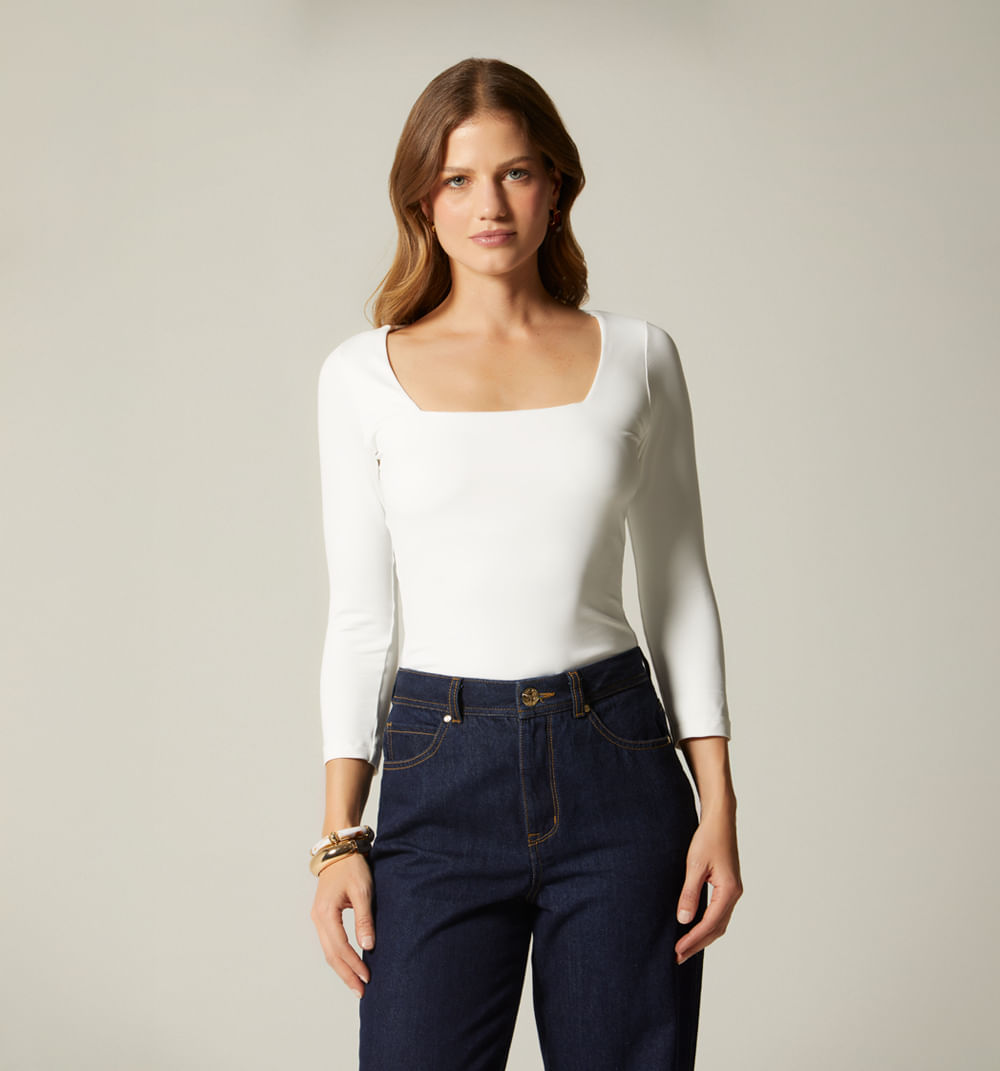 Blusa escote cuadrado  manga 3/4